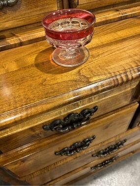 Red-Rim Glass Pedestal Dessert Cup - Clear Footed Compote